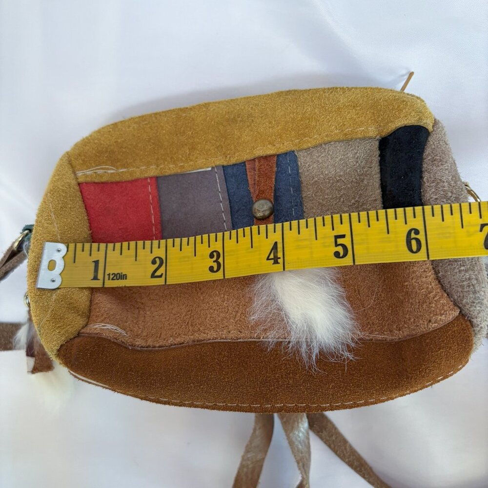 Native American Suege Leather Patchwork Purse Fur… - image 8